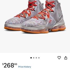 Nike Mens Lebron 19 Grey Fog/Roma Green-total Orange